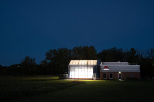 Inari greenhouse at night, Lafayette, Indiana